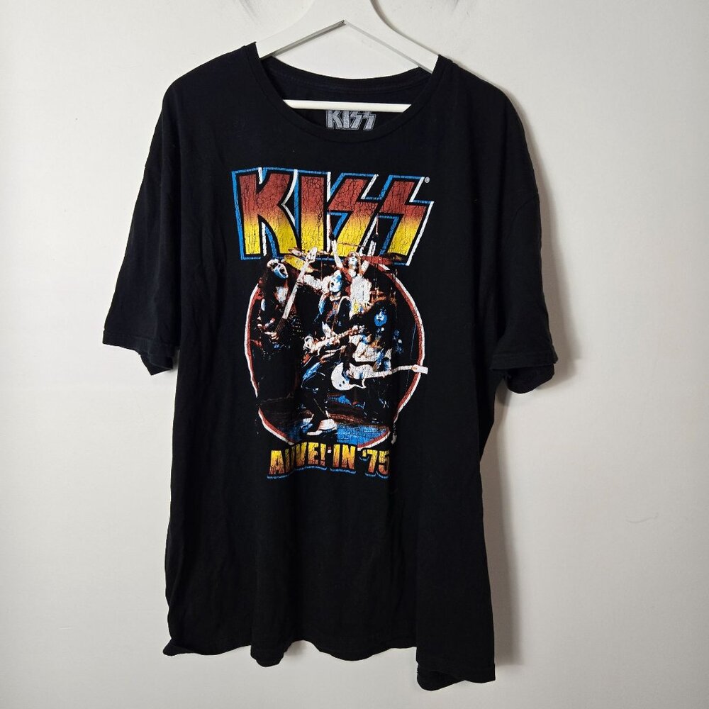 KISS Alive in 75 Graphic T-Shirt Men's Size 2XL Rock Band Music